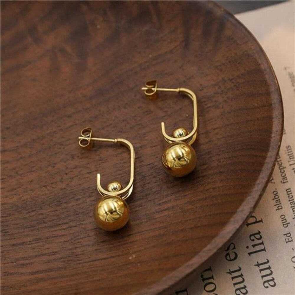 18K Gold-Plated Ball Drop Earrings - Picture 7 of 7